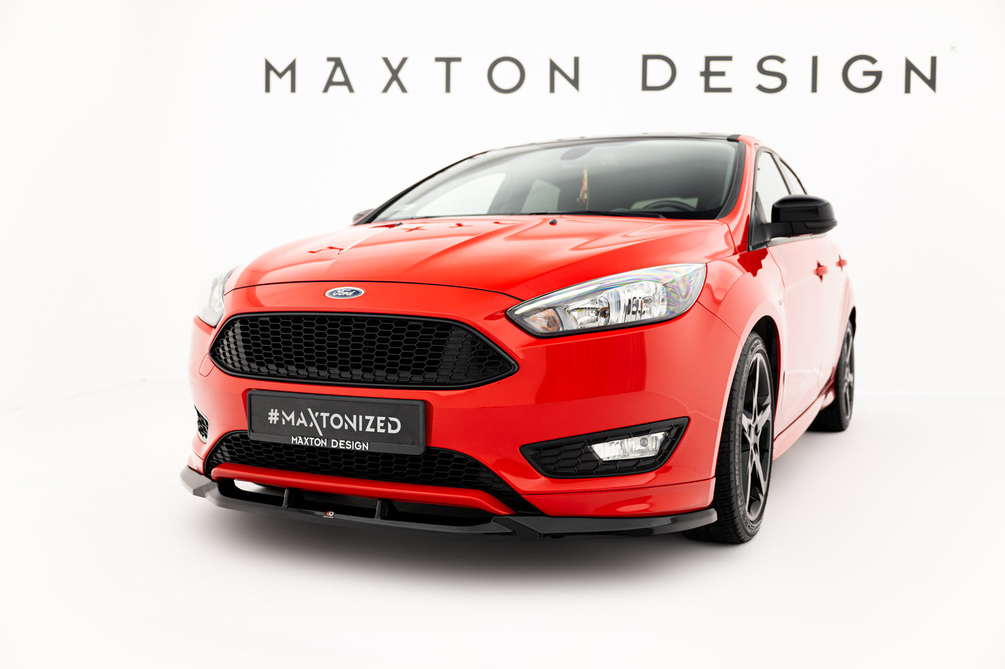 Front Ansatz V.3 für Ford Focus ST-Line Mk3 Facelift schwarz Hochglanz