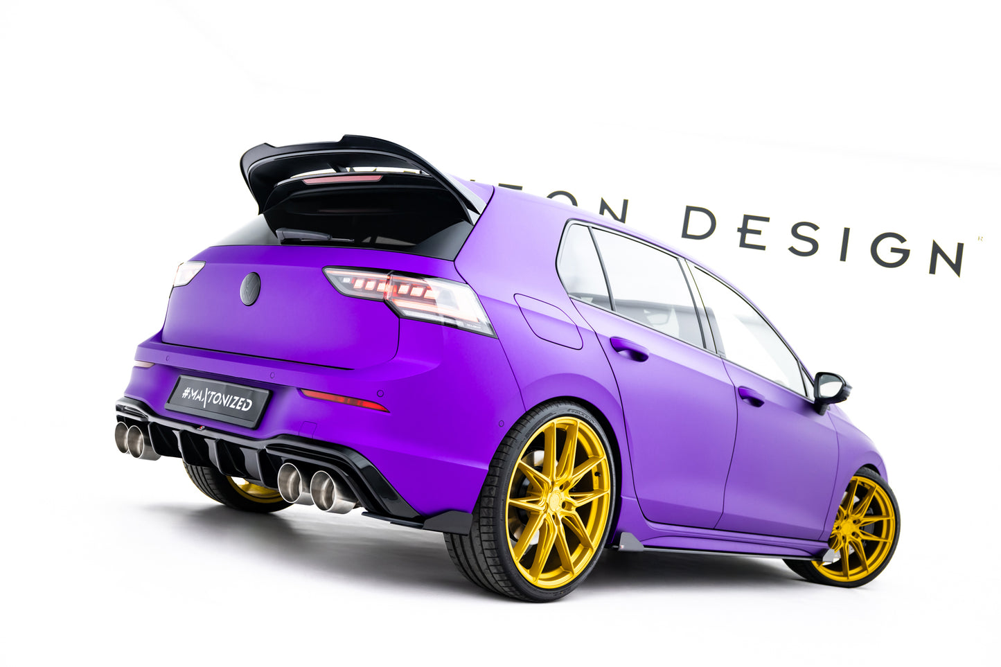 Street Pro Heck Ansatz Flaps Diffusor V.2 + Flaps V.2 für VW Golf R Mk8 / Mk8 Facelift schwarz Hochglanz