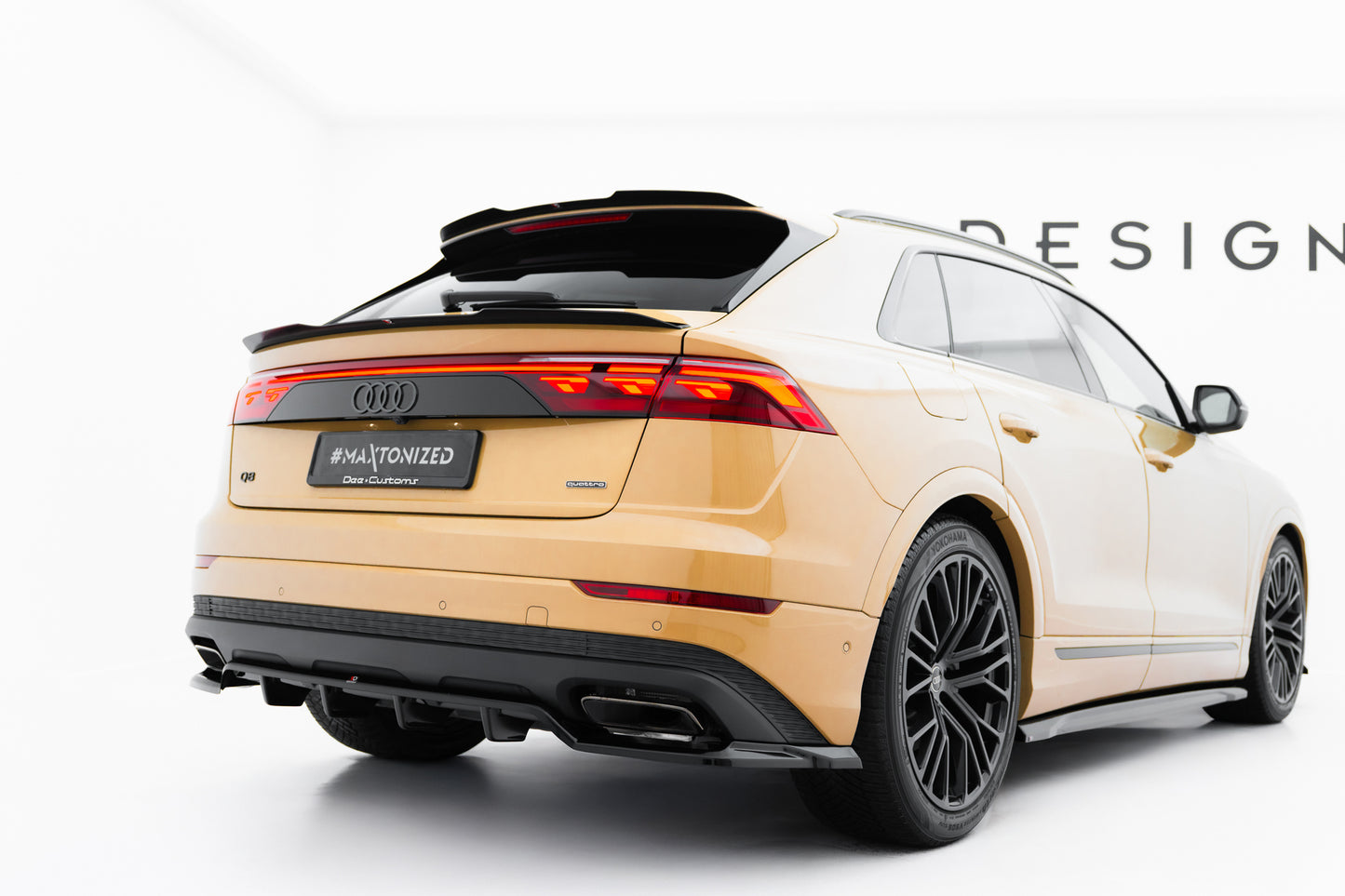 Mittlerer Cup Diffusor DTM Look Heck Ansatz für Audi Q8 Mk1 Facelift schwarz Hochglanz