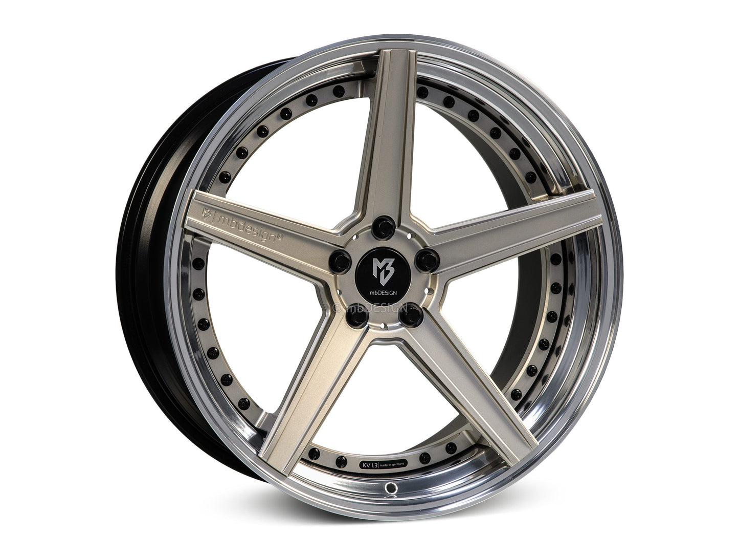 mbDesign Alufelgen MB KV1.3 3-tlg 20 Zoll - champagner glänzend/schwarz glänzend poliert