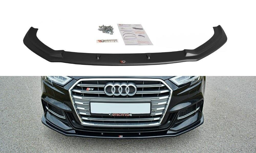 Maxton Front Ansatz für V.1 Audi S3 / A3 S-Line Hatchback / Sportback 8V Facelift schwarz Hochglanz