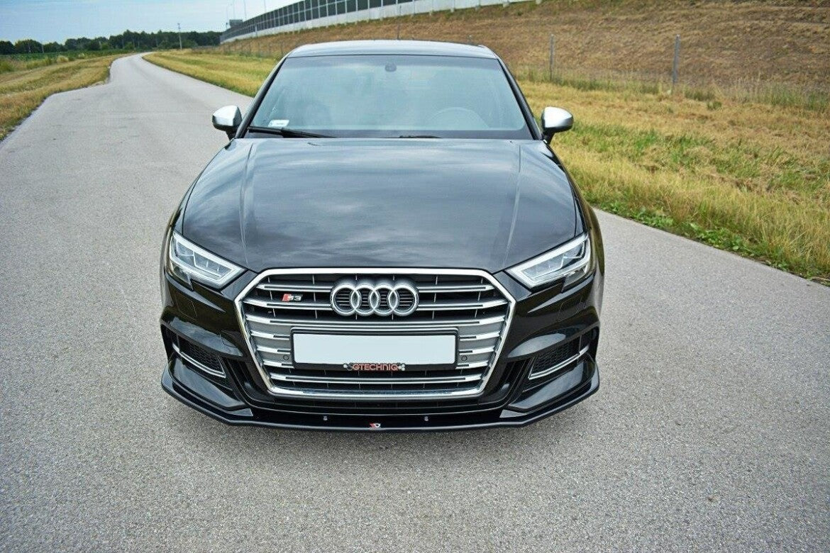 Maxton Front Ansatz für V.1 Audi S3 / A3 S-Line Hatchback / Sportback 8V Facelift schwarz Hochglanz