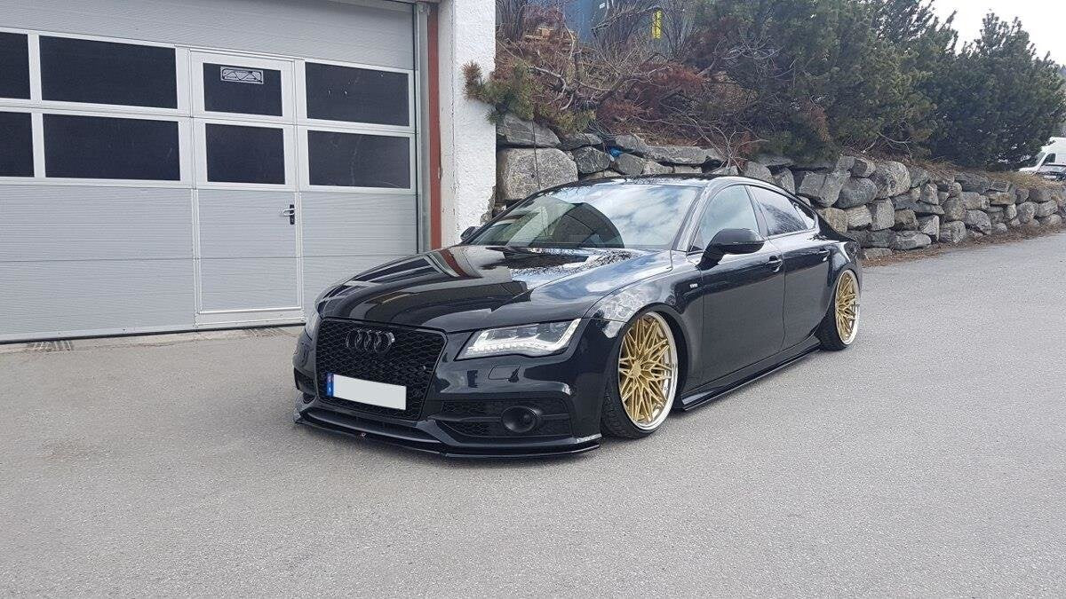 Maxton Cup Spoilerlippe Front Ansatz V.1 für Audi S7 / A7 S-Line C7 schwarz Hochglanz
