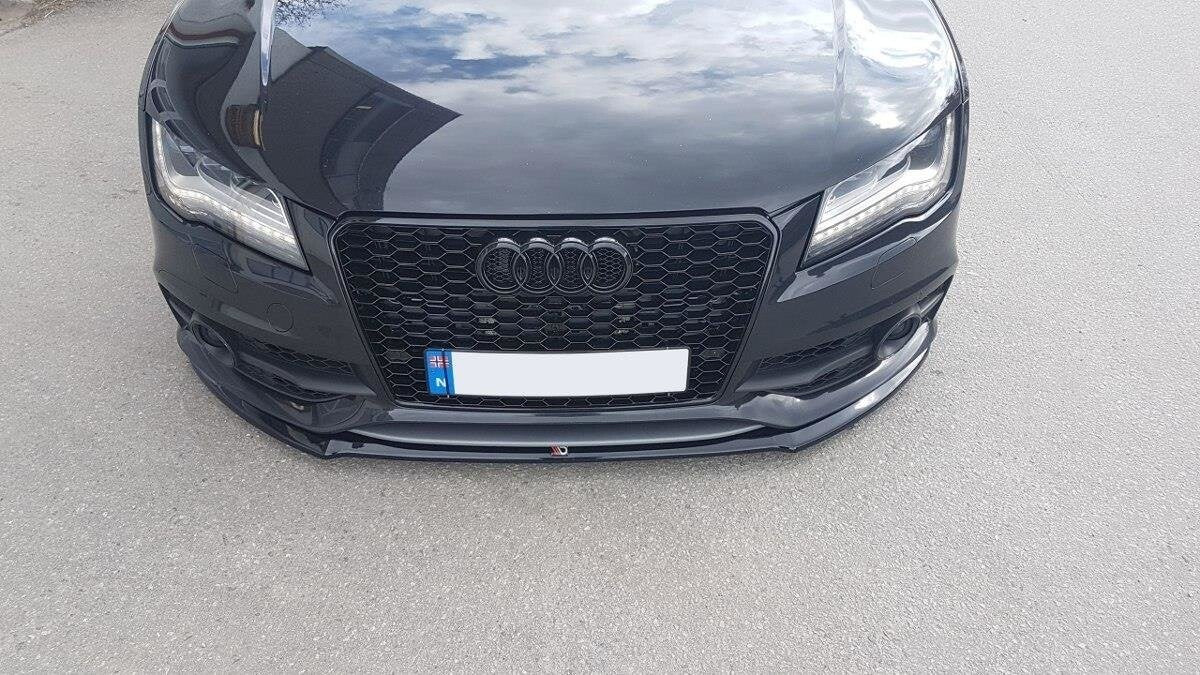 Maxton Cup Spoilerlippe Front Ansatz V.1 für Audi S7 / A7 S-Line C7 schwarz Hochglanz