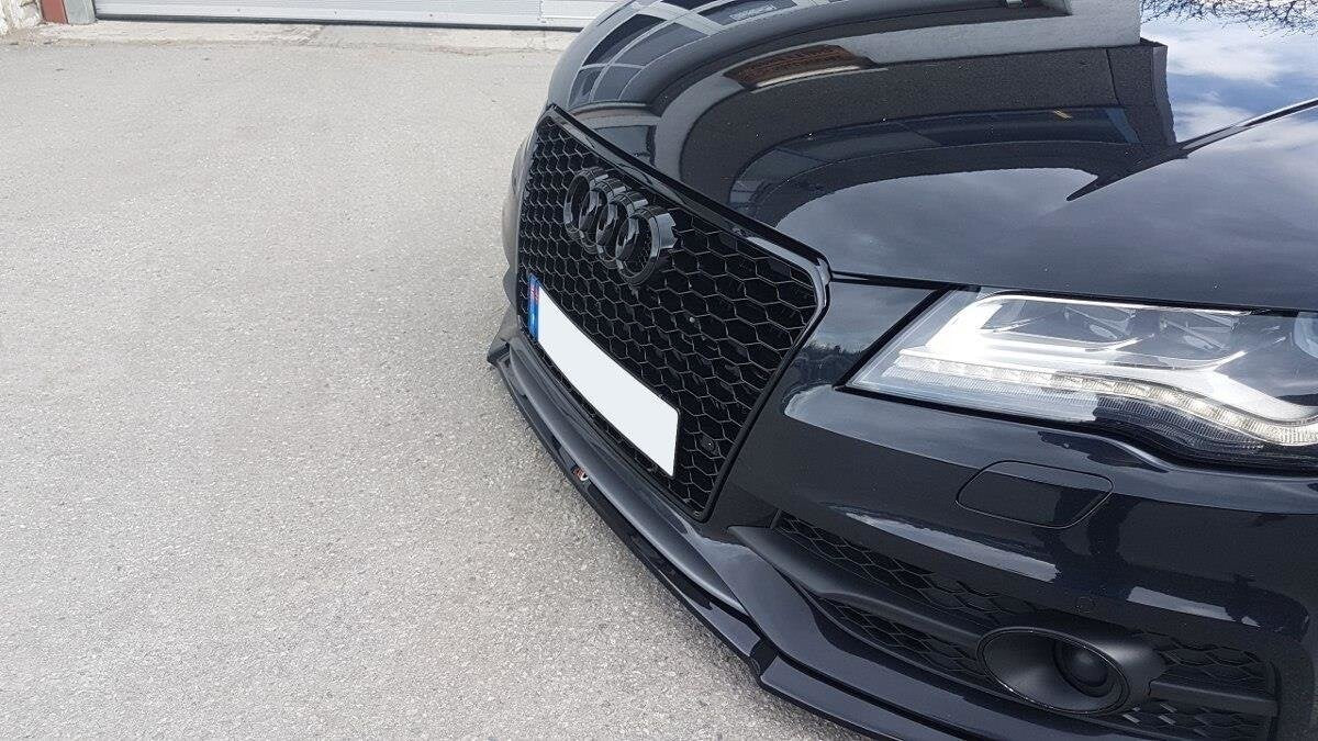 Maxton Cup Spoilerlippe Front Ansatz V.1 für Audi S7 / A7 S-Line C7 schwarz Hochglanz