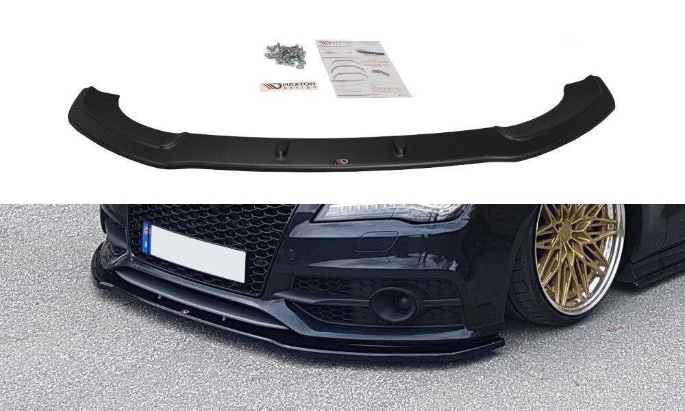 Maxton Cup Spoilerlippe Front Ansatz V.2 für Audi S7 / A7 S-Line C7 schwarz Hochglanz