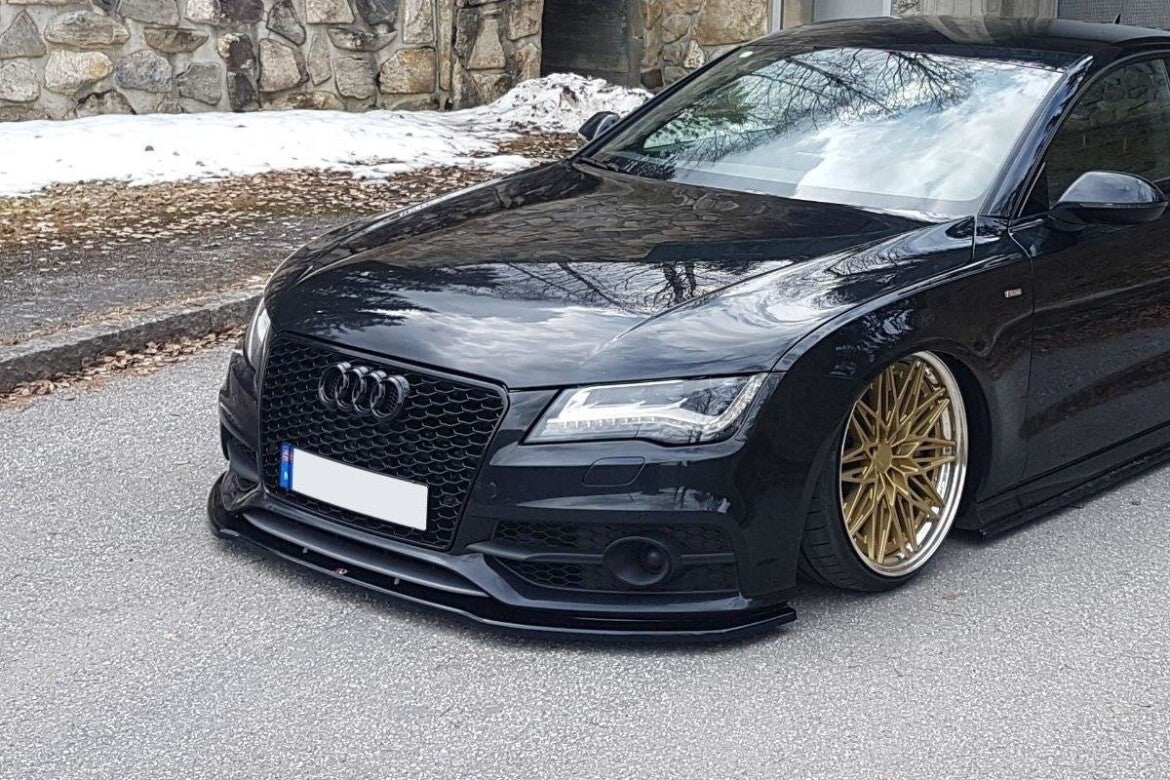 Maxton Cup Spoilerlippe Front Ansatz V.2 für Audi S7 / A7 S-Line C7 schwarz Hochglanz