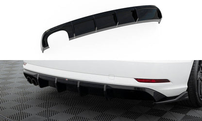 Diffusor Heck Ansatz für Audi A3 Limousine 8V Facelift (Doppelauspuff li.endrohr)