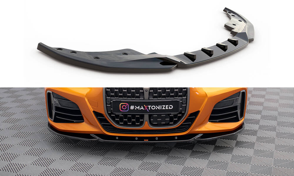 Front Ansatz V.4 für BMW 4er M-Paket / M440i G22 / G23 / G22 Facelift / G23 Facelift schwarz Hochglanz