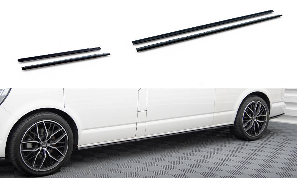 Seitenschweller Ansatz für VW T6 Long Facelift schwarz Hochglanz