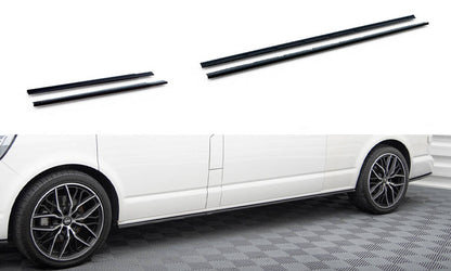 Seitenschweller Ansatz für VW T6 Long Facelift schwarz Hochglanz