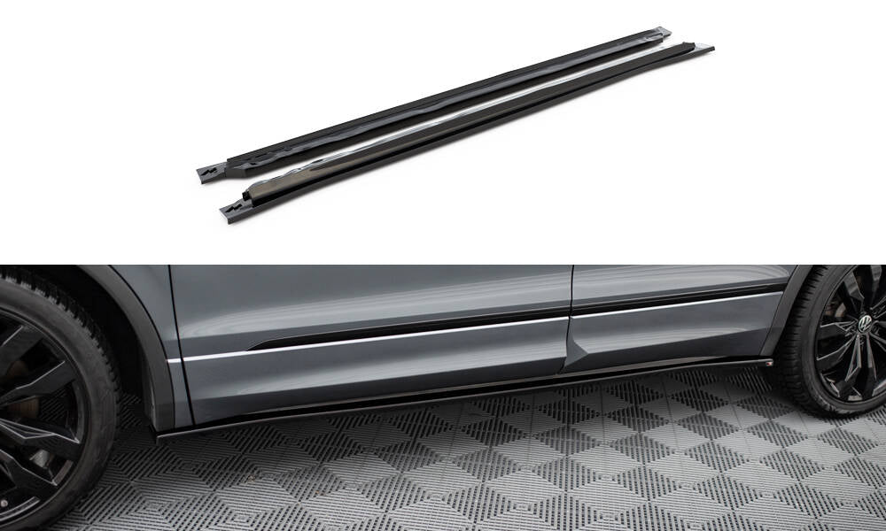 Seitenschweller Ansatz für VW Tiguan Allspace Mk2 schwarz Hochglanz