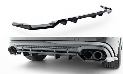Mittlerer Cup Diffusor DTM Look Heck Ansatz V.2 für Audi SQ8 / Q8 S-Line Mk1 Facelift schwarz Hochglanz