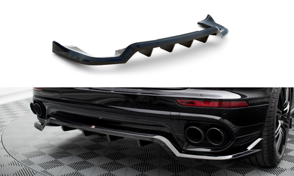 Mittlerer Cup Diffusor DTM Look Heck Ansatz für Porsche Cayenne Mk2 Facelift schwarz Hochglanz