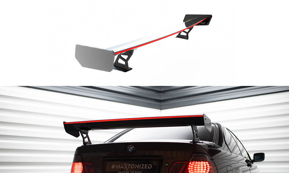 Carbon Spoiler With External Brackets Uprights + LED BMW 3er Coupe E46