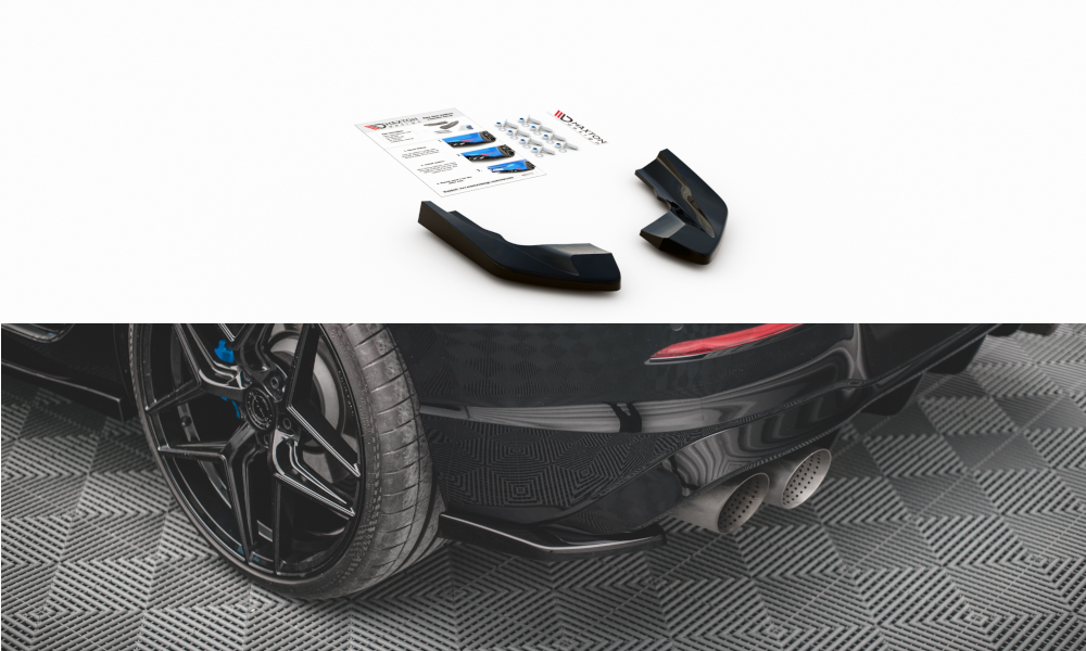Heck Ansatz Flaps Diffusor V.2 für VW Golf R Mk8 Facelift schwarz Hochglanz
