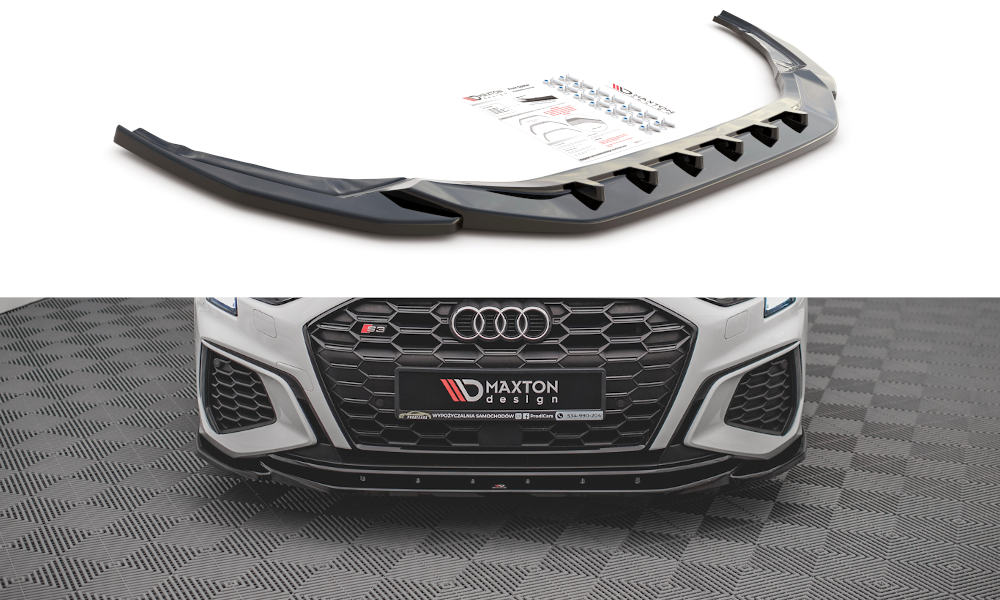 Front Ansatz V.4 für Audi S3 / A3 S-Line 8Y schwarz Hochglanz
