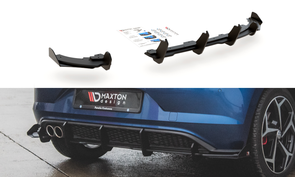 Street Pro Diffusor Heck Ansatz +Flaps für Volkswagen Polo GTI Mk6 schwarz Hochglanz