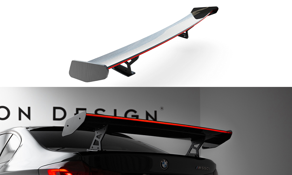 Carbon Spoiler With Internal Brackets Uprights + LED BMW 5er / M5 Limousine G30 / F90