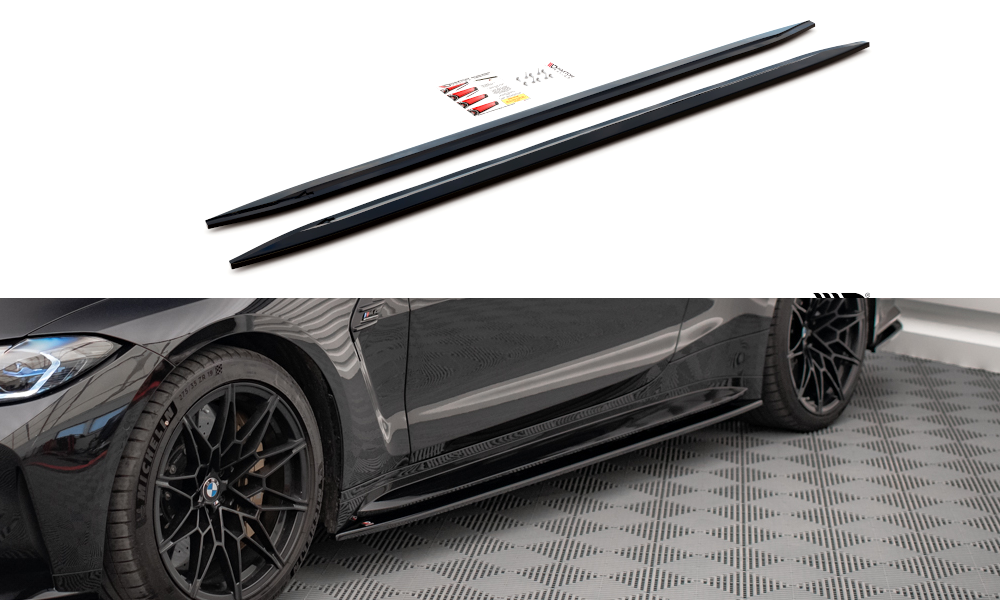 Seitenschweller Ansatz V.2 für BMW M4 G82 / G82 Facelift schwarz Hochglanz