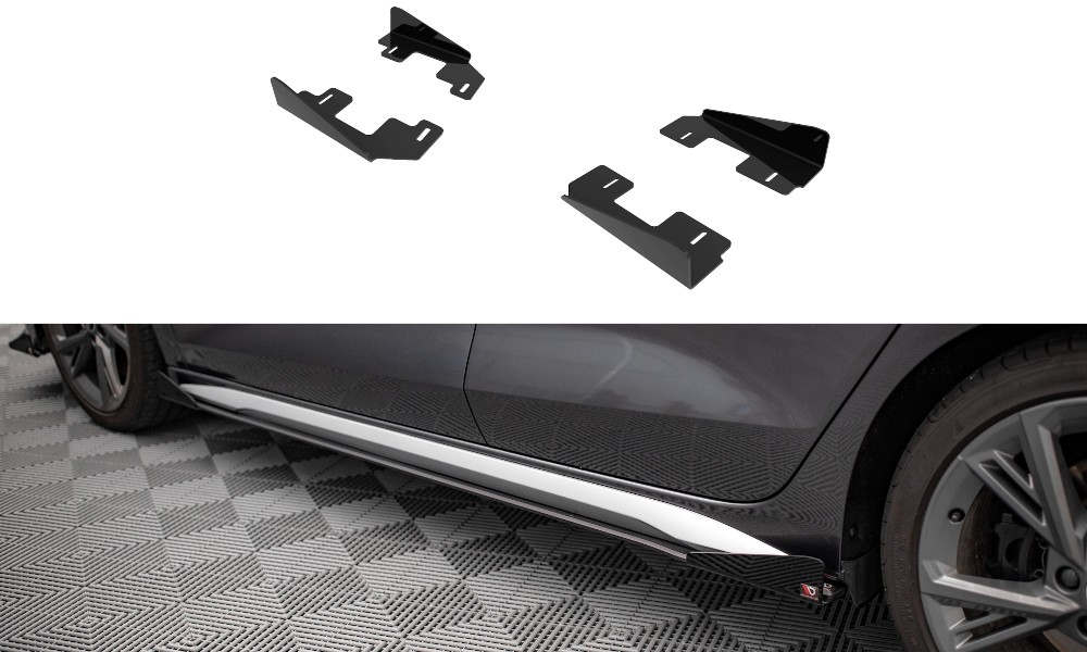 Seitenschweller Flaps für Audi S3 / A3 S-Line 8Y / 8Y Facelift schwarz Hochglanz