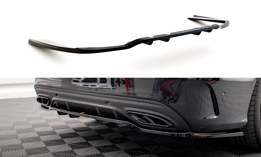 Mittlerer Cup Diffusor DTM Look Heck Ansatz für Mercedes-Benz C AMG-Line W205 Facelift schwarz Hochglanz