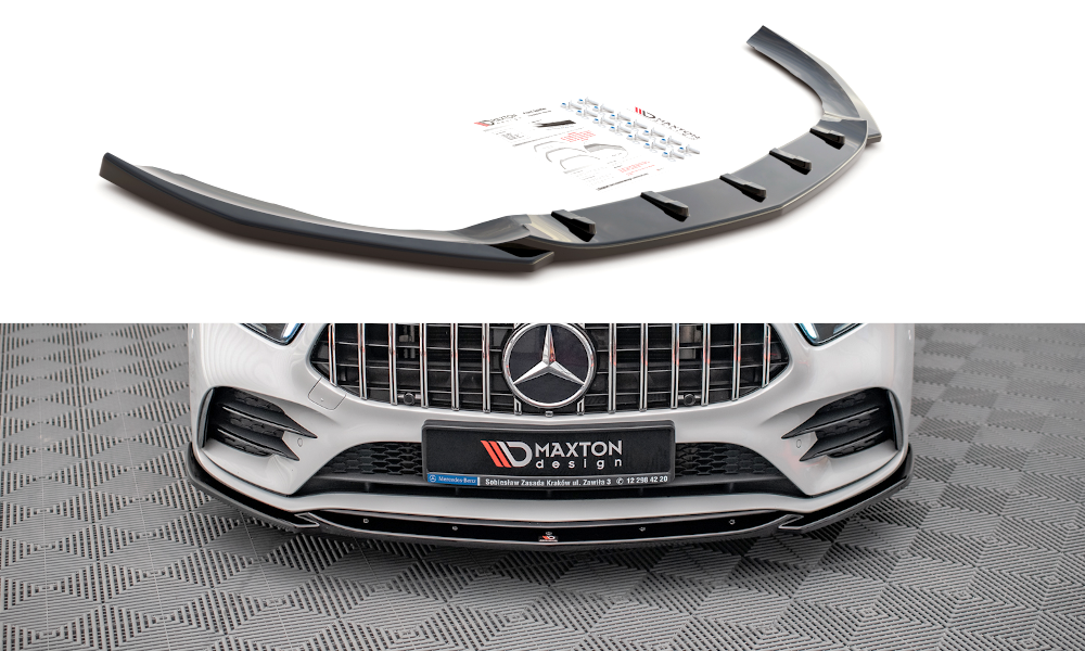 Front Ansatz V.5 für Mercedes A35 AMG / AMG-Line W177  schwarz Hochglanz