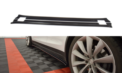Seitenschweller Ansatz für V.1 für TESLA MODEL X schwarz Hochglanz