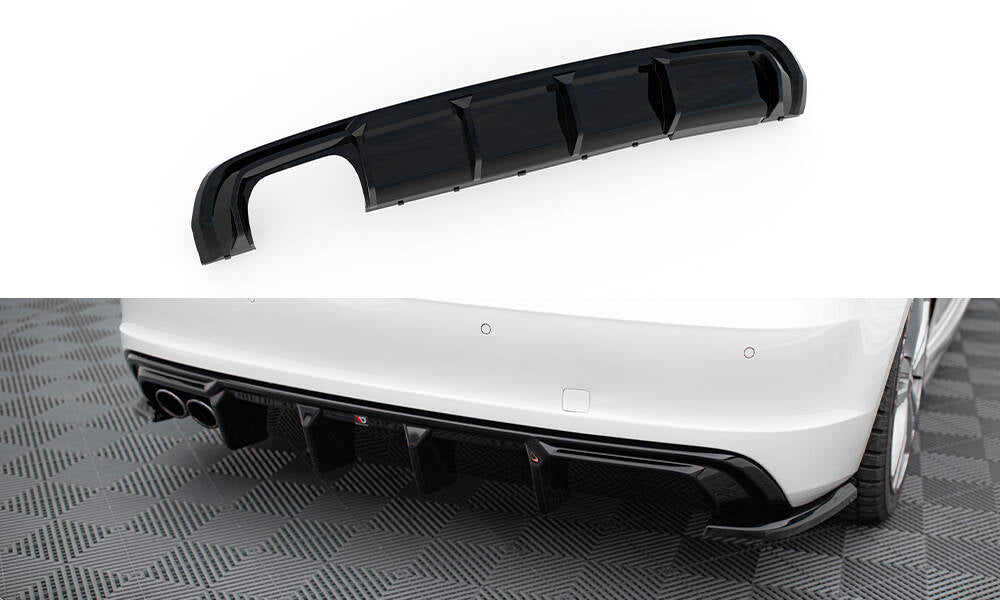 Diffusor Heck Ansatz für Audi A3 S-Line Sportback 8V (Doppelauspuff li.)