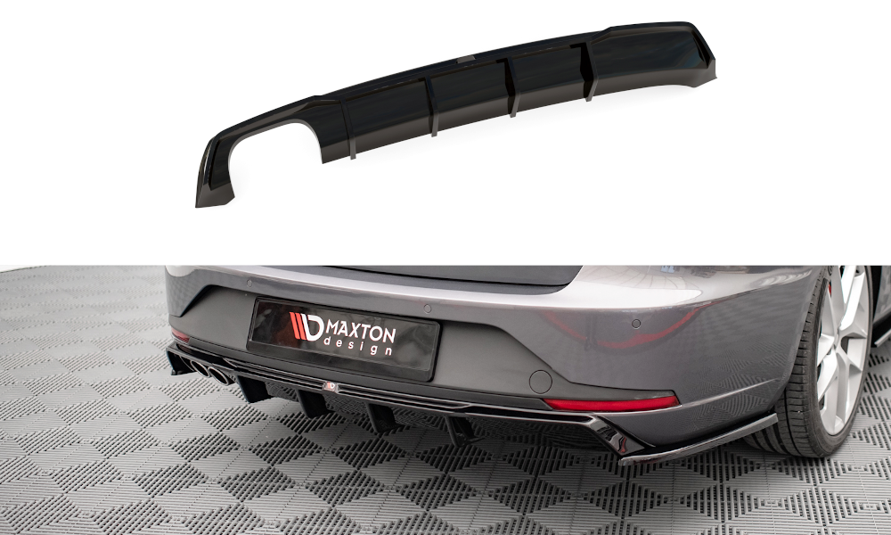 Diffusor Heck Ansatz für Seat Leon FR Sportstourer Mk3 schwarz Hochglanz