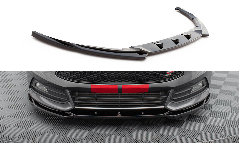 Front Ansatz V.5 für Ford Focus ST Mk3 Facelift schwarz Hochglanz