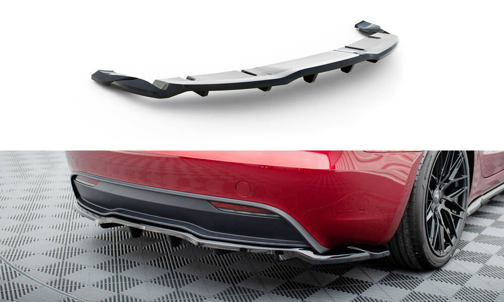 Mittlerer Cup Diffusor DTM Look Heck Ansatz für V.1 Tesla Model 3 Project HighlandFacelift schwarz Hochglanz