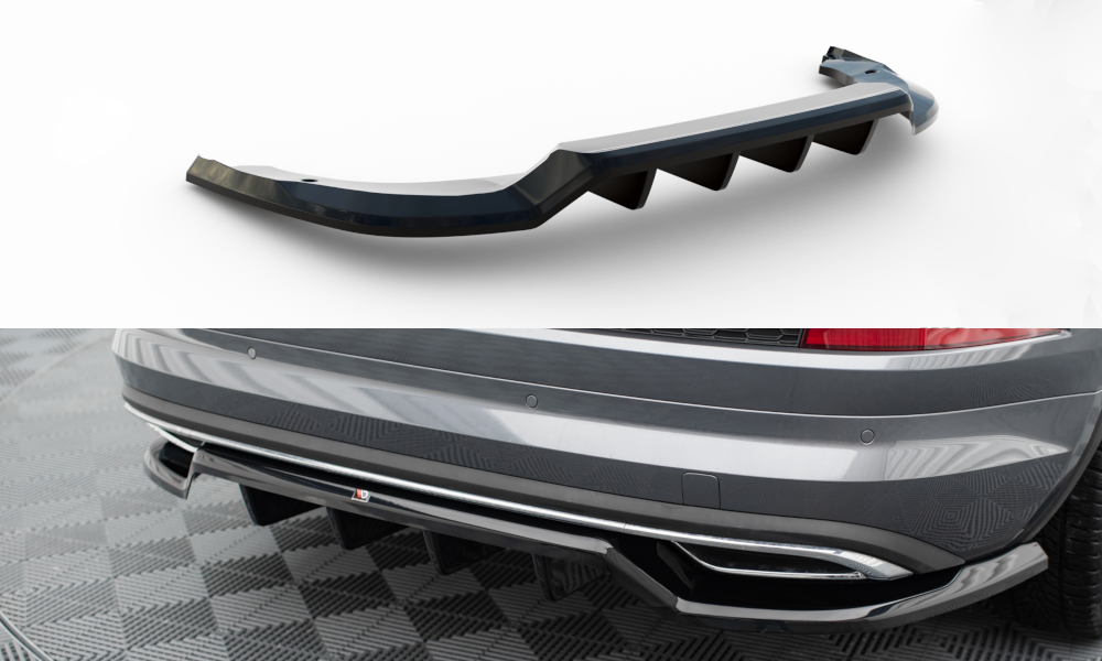 Mittlerer Cup Diffusor DTM Look Heck Ansatz für Skoda Kodiaq Sportline Mk1 / Mk1 Facelift schwarz Hochglanz