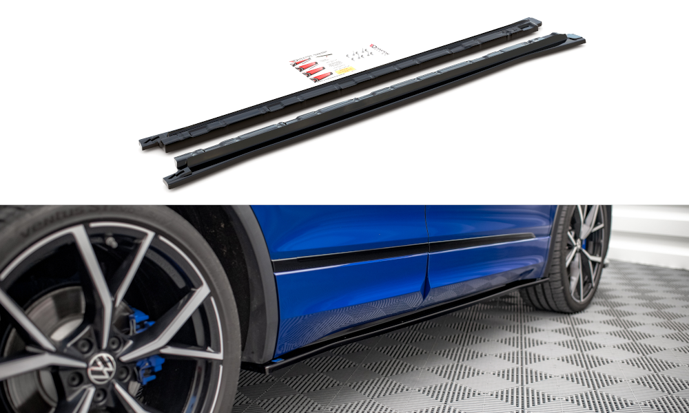 Seitenschweller Ansatz für VW Tiguan R / R-Line Mk2 Facelift schwarz Hochglanz
