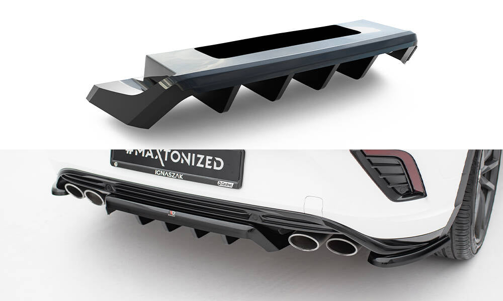 Mittlerer Diffusor Heck Ansatz DTM Look für VW T-Roc R Mk1 schwarz Hochglanz