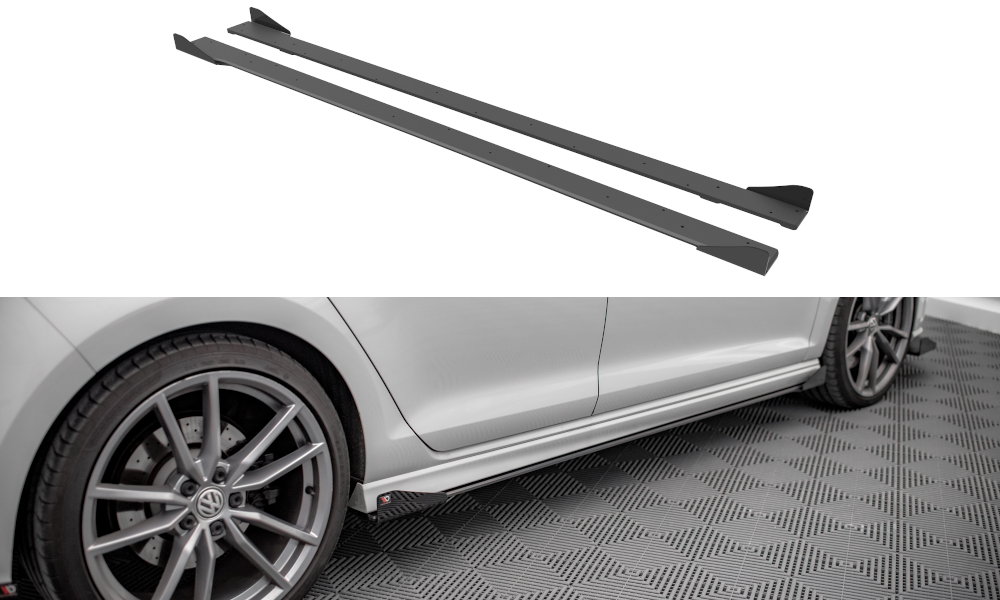 Street Pro Seitenschweller Ansatz für + Flaps Volkswagen Golf R Mk7 schwarz Hochglanz