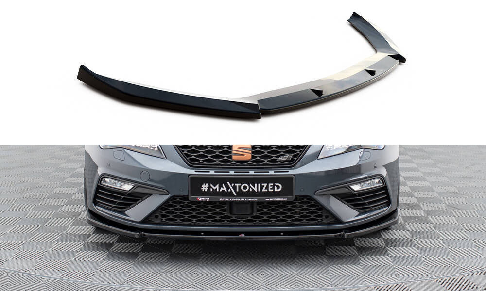 Front Ansatz V.6 für Seat Leon Cupra / FR Mk3 FL schwarz Hochglanz