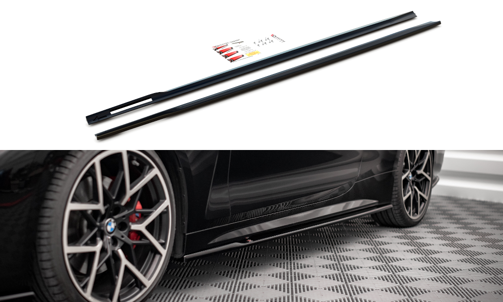 Seitenschweller Ansatz für V.1 für BMW 4er M-Paket / M440i G22 / G23 / G22 Facelift / G23 Facelift schwarz Hochglanz