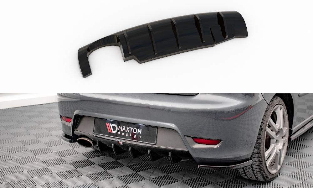 Diffusor Heck Ansatz für Seat Ibiza Cupra Mk3 schwarz Hochglanz