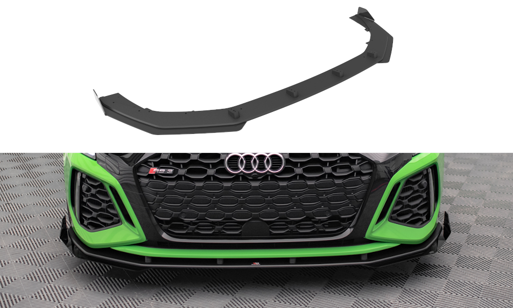 Street Pro Front Ansatz für +Flaps für V.1 + Flaps Audi RS3 8Y schwarz Hochglanz