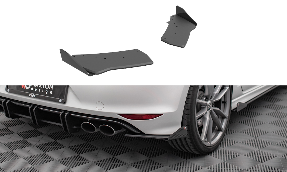 Street Pro Heck Ansatz Flaps Diffusor +Flaps für Volkswagen Golf R Mk7 schwarz Hochglanz