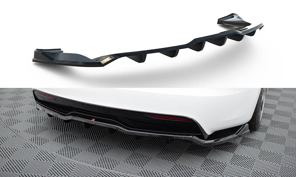 Mittlerer Cup Diffusor DTM Look Heck Ansatz für V.1 Tesla Model S Plaid Mk1 Facelift schwarz Hochglanz