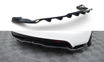 Mittlerer Cup Diffusor DTM Look Heck Ansatz für V.1 Tesla Model S Plaid Mk1 Facelift schwarz Hochglanz