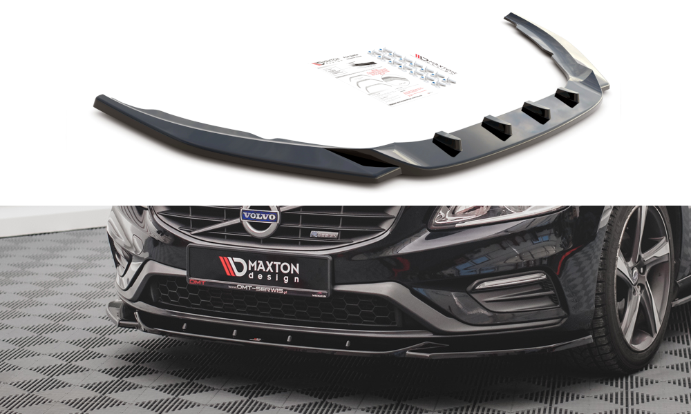 Front Ansatz V.2 für Volvo S60 R-Design Mk2 Facelift schwarz Hochglanz