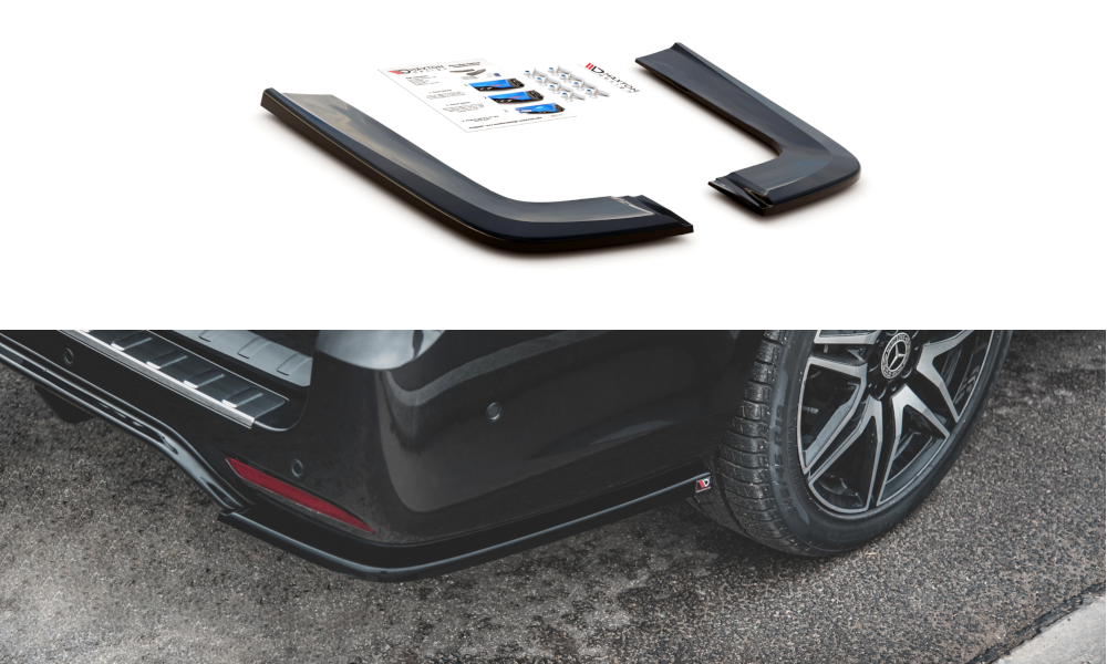 Heck Ansatz Flaps Diffusor V.2 für Mercedes-Benz V-Klasse AMG-Line W447 Facelift schwarz Hochglanz