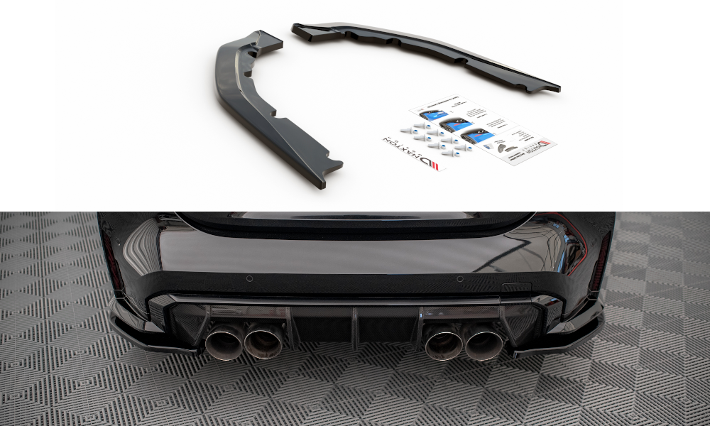 Heck Ansatz Flaps Diffusor V.1 für BMW M4 G82 / G82 Facelift schwarz Hochglanz