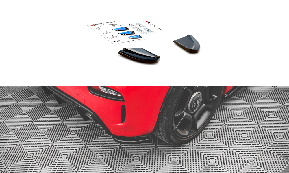 Heck Ansatz Flaps Diffusor für Abarth 595 Mk1 Facelift schwarz Hochglanz