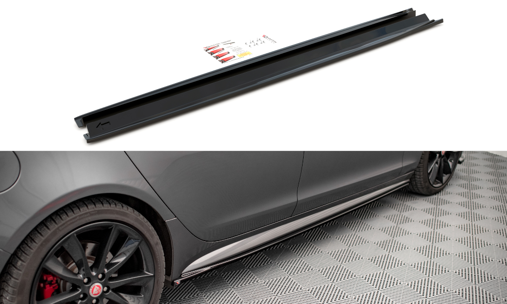 Seitenschweller Ansatz für Jaguar XF R-Sport Mk2 schwarz matt