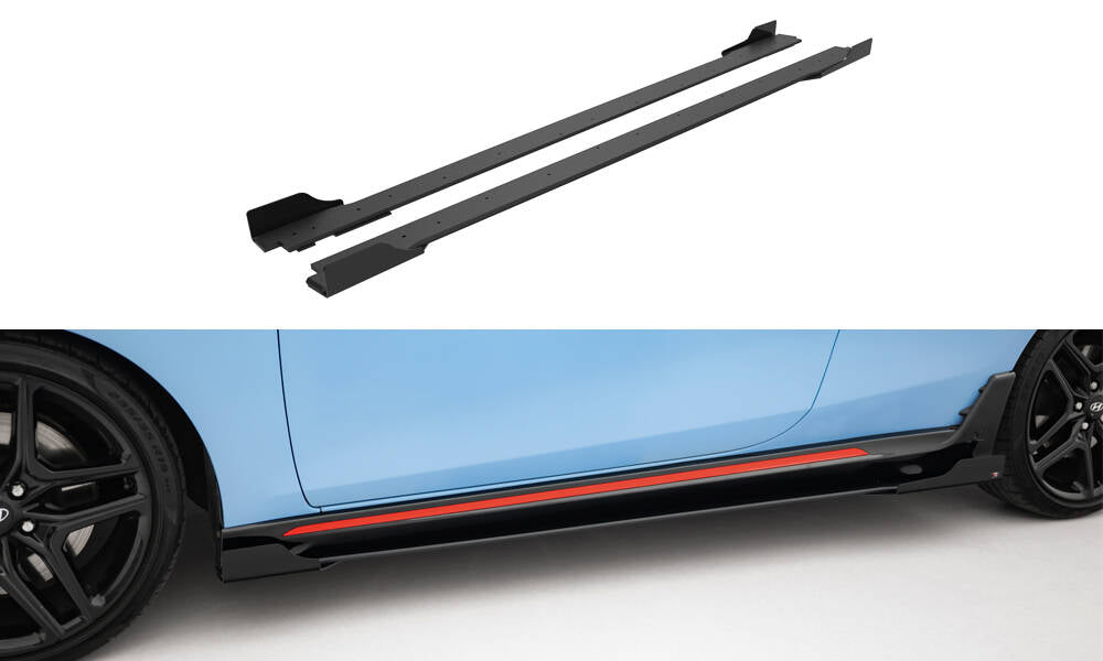 Street Pro Seitenschweller Ansatz + Flaps für Hyundai Veloster N Mk2 schwarz Hochglanz
