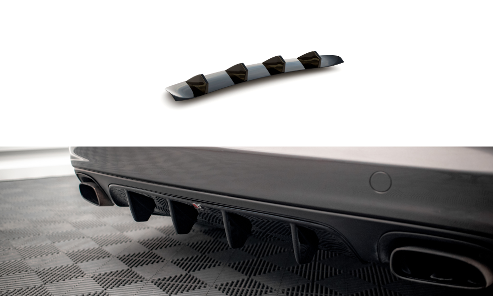 Diffusor Heck Ansatz für Porsche Panamera / Panamera Diesel 970 schwarz Hochglanz